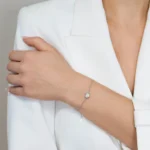 bratara din argint charm inima pietre cubic zirconia Shining heart vedere frontala
