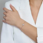 bratara din argint charm picatura apa pietre cubic zirconia teardrop vedere frontala