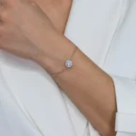 bratara din argint charm rotund pietre cubic zirconia infinite glimmer vedere frontala