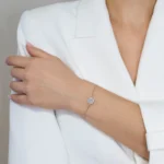 bratara din argint charm rotund pietre cubic zirconia infinite glimmer vedere frontala