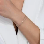 bratara din argint doua lantisoare fine bilute harmony of double layers vedere frontala
