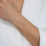 bratara aurie din argint pietre cubic zirconia simple chic vedere frontala