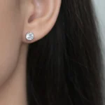 cercei din argint piatra cubic zirconia Solitaire vedere frontala