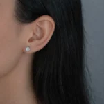 cercei din argint piatra cubic zirconia Solitaire vedere frontala