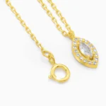 Colier auriu din argint pandantiv cu pietre cubic zirconia Marquise vedere frontala