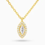 Colier auriu din argint pandantiv cu pietre cubic zirconia Marquise vedere frontala