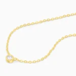Colier auriu din argint pandantiv rotund piatra cubic zirconia radiant charm vedere frontala