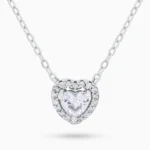 Colier din argint pandantiv inima pietre cubic zirconia Brilliant heart vedere frontala