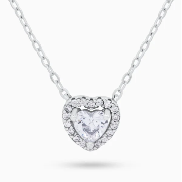 Colier din argint cu pandantiv inima cubic zirconia Brilliant Heart, vedere frontala