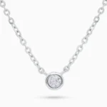 Colier din argint cu pandantiv rotund si piatra cubic zirconia, design elegant radiant charm, vedere frontala