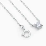 Colier din argint piatra cubic zirconia solitaire vedere frontala