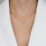 Colier din argint pandantiv inima pietre cubic zirconia Brilliant heart vedere frontala