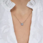 Colier din argint pandantiv inima pietre cubic zirconia Brilliant heart vedere frontala