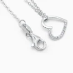 Lant din argint pandantiv inima pietre cubic zirconia Whispers of the Heart vedere frontala