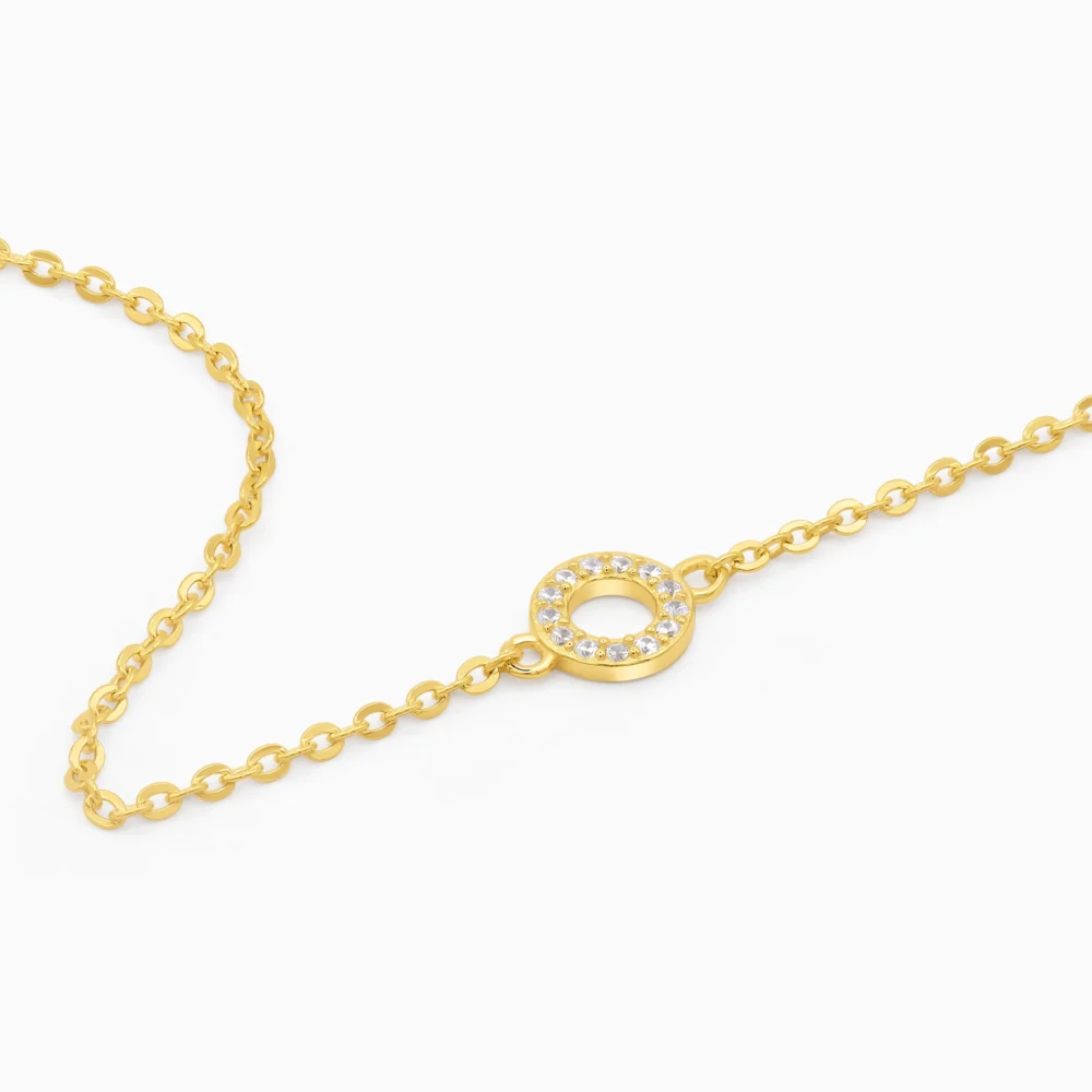 bratara aurie din argint, design elegant cu pietre cubic zirconia, Sparkle Circle, detalii lant