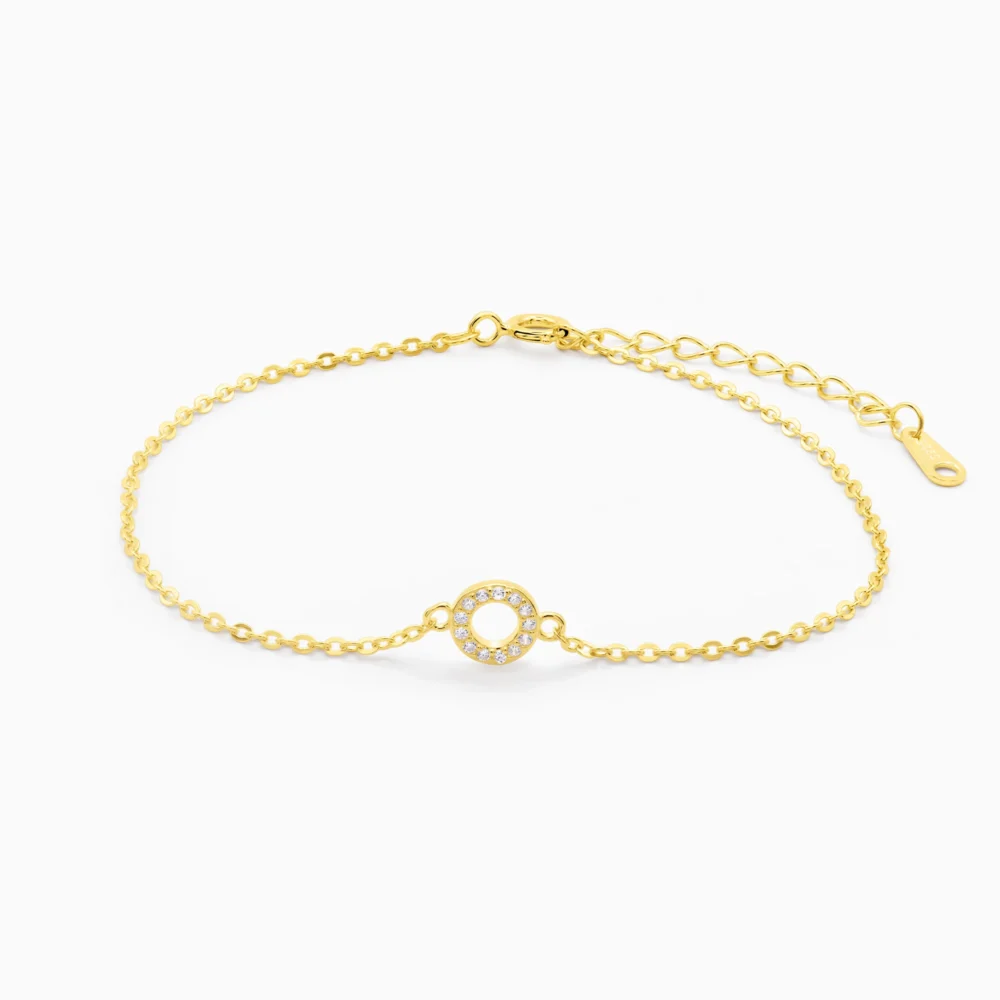 bratara aurie din argint, design elegant cu pietre cubic zirconia, Sparkle Circle, vedere frontala
