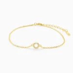 bratara aurie din argint, design elegant cu pietre cubic zirconia, Sparkle Circle, vedere frontala