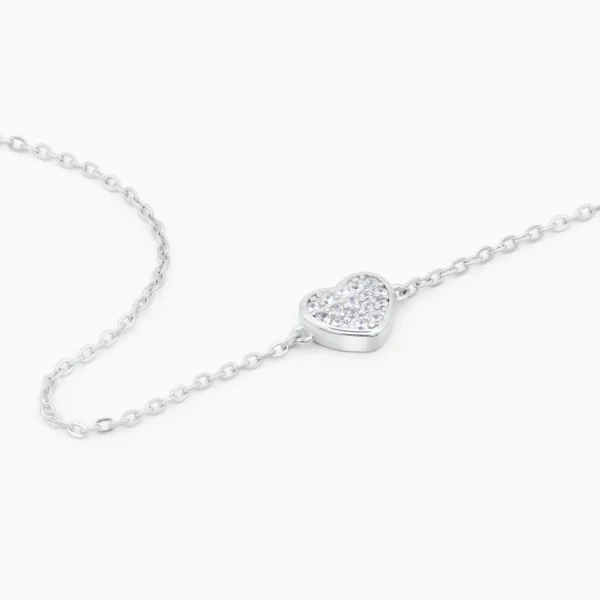 bratara din argint cu charm inima, cu pietre cubic zirconia, detalii lant, design elegant Shining heart