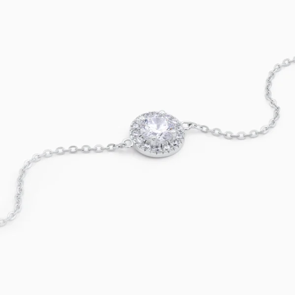 bratara din argint cu charm rotund incrustat cu pietre cubic zirconia, design elegant infinite glimmer, detalii lant