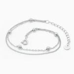 bratara din argint doua lantisoare fine bilute harmony of double layers vedere frontala