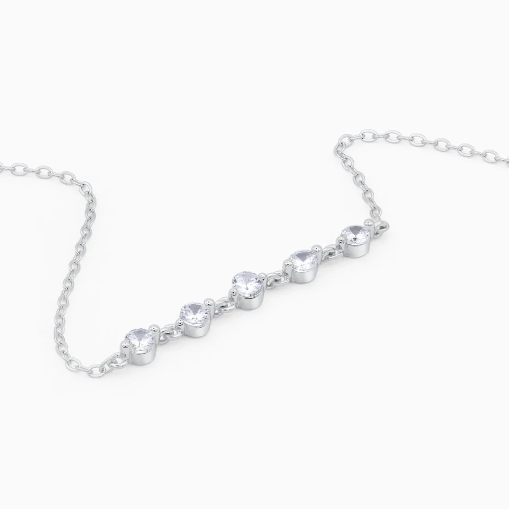 bratara din argint, design elegant cu pietre cubic zirconia, simple chic, detalii lant