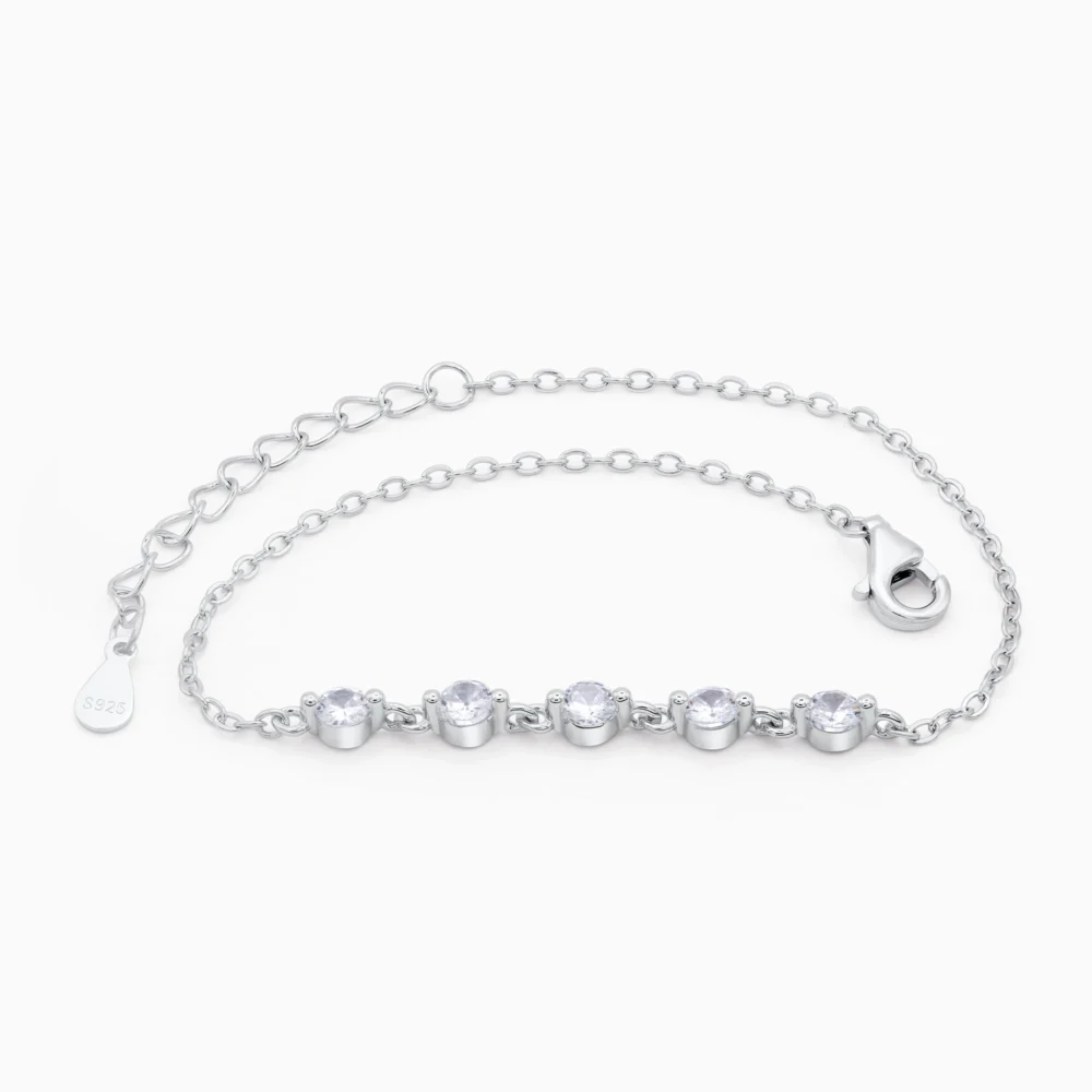 bratara din argint, design elegant cu pietre cubic zirconia, simple chic, vedere frontala