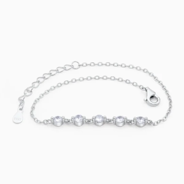 bratara din argint, design elegant cu pietre cubic zirconia, simple chic, vedere frontala
