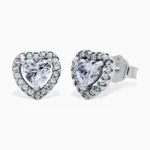cercei din argint inima pietre cubic zirconia endless love vedere frontala
