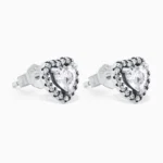 cercei din argint inima pietre cubic zirconia endless love vedere frontala