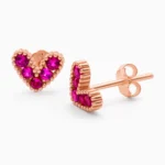 cercei din argint inima pietre cubic zirconia roz Love Me Everyday vedere frontala