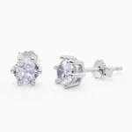 cercei din argint piatra cubic zirconia Solitaire vedere frontala