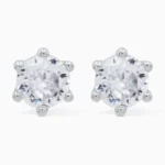 Cercei din argint cu piatra cubic zirconia, solitaire, vedere frontala