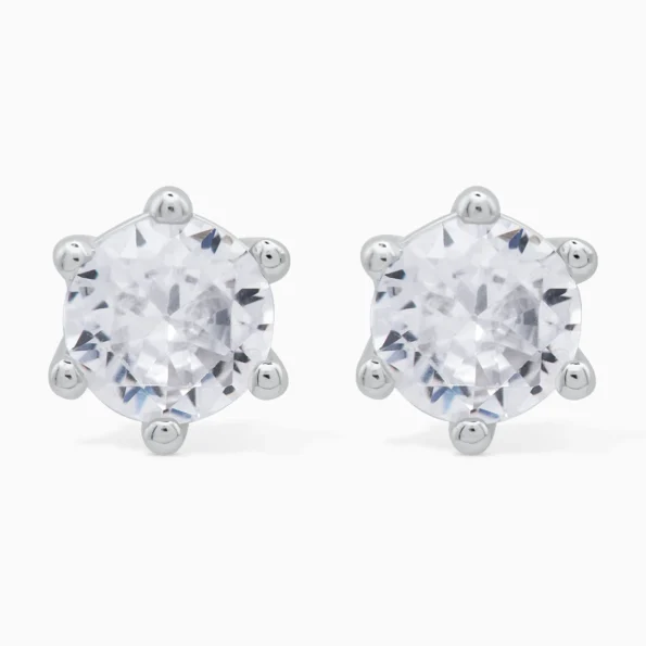 Cercei din argint cu piatra cubic zirconia, solitaire, vedere frontala