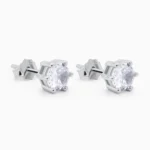 cercei din argint piatra cubic zirconia Solitaire vedere frontala