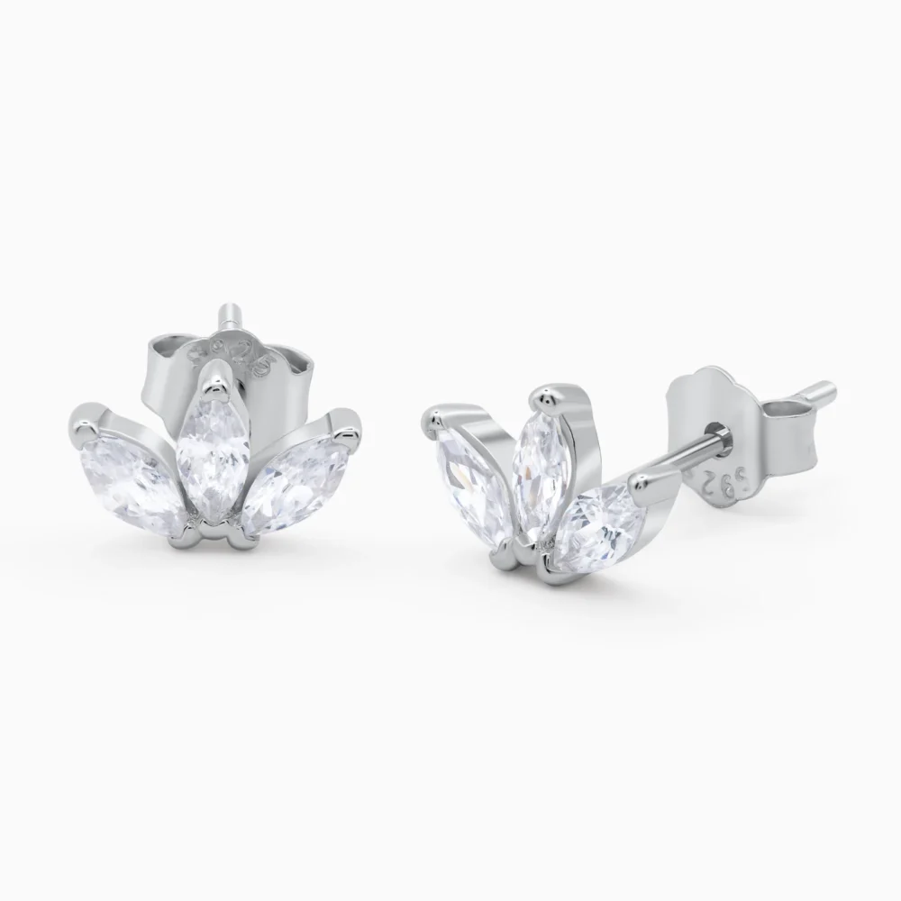 Cercei din argint cu pietre cubic zirconia, Marquise beauty, unghi oblic