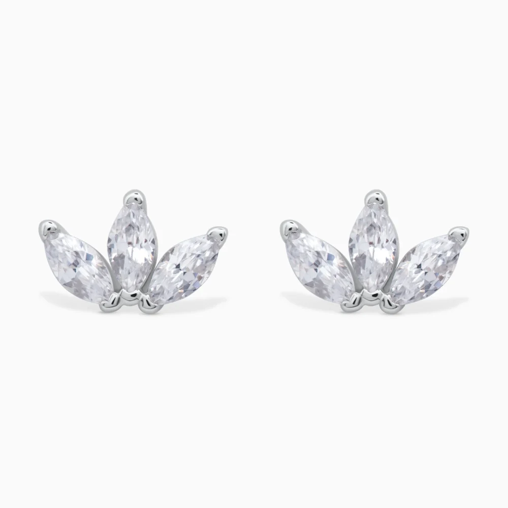 Cercei din argint cu pietre cubic zirconia, Marquise beauty, vedere frontala