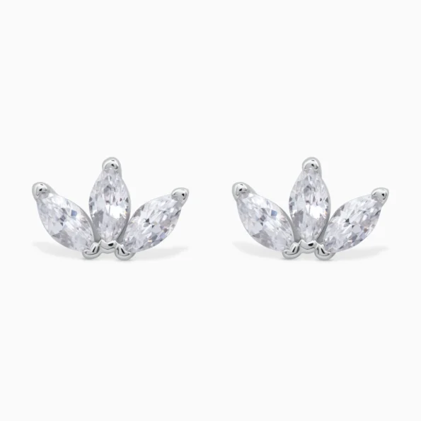 Cercei din argint cu pietre cubic zirconia, Marquise beauty, vedere frontala