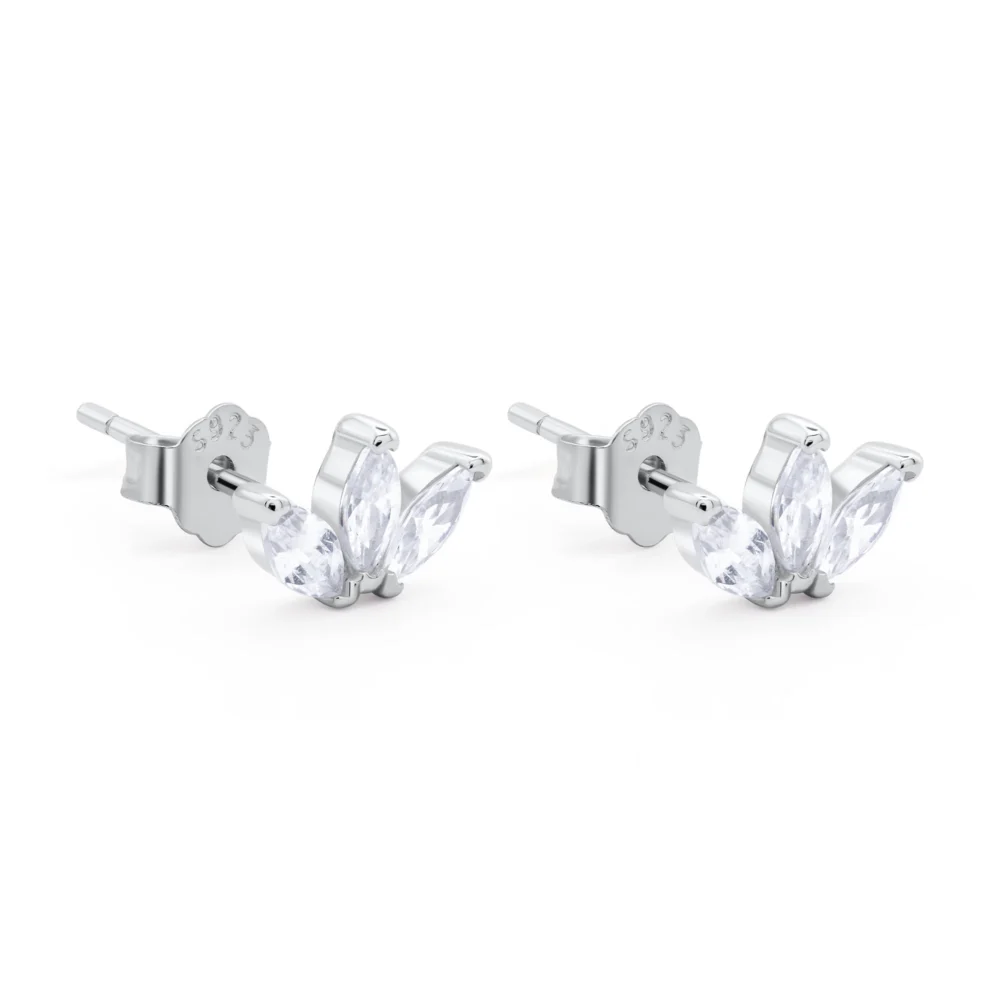 Cercei din argint cu pietre cubic zirconia, Marquise beauty, vedere laterala