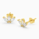 cercei din argint placat aur galben pietre cubic zirconia marquise beauty vedere frontala