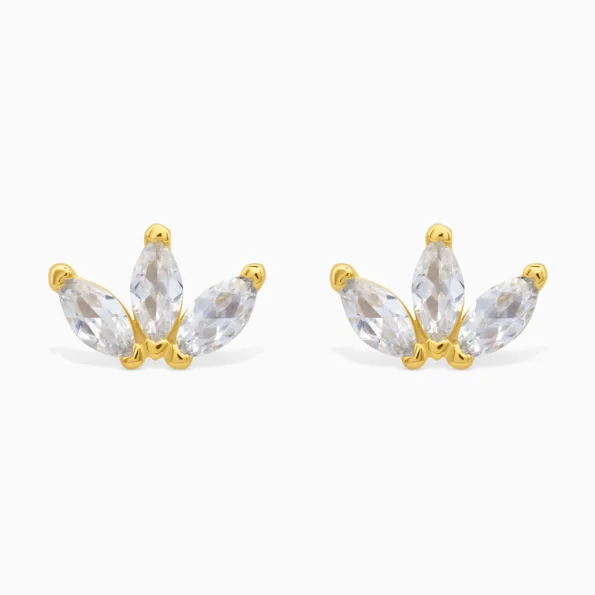 Cercei din argint placati cu aur galben cubic zirconia, Marquise beauty, frontal