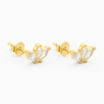 cercei din argint placat aur galben pietre cubic zirconia marquise beauty vedere frontala