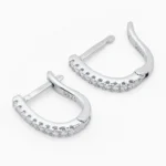 cercei din argint u pietre cubic zirconia geometric u shape vedere frontala