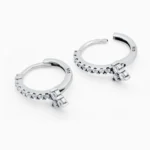 cercei rotunzi din argint pietre cubic zirconia So Charming vedere frontala