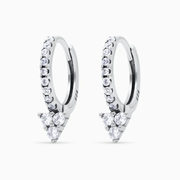 Cercei din argint cu pietre cubic zirconia, design forma rotunda, So Charming, vedere frontala