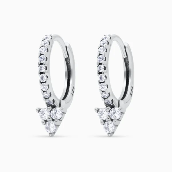 Cercei din argint cu pietre cubic zirconia, design forma rotunda, So Charming, vedere frontala