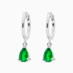cercei rotunzi din argint pietre cubic zirconia picatura de apa stylish water drop vedere frontala