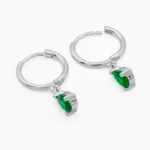 cercei rotunzi din argint pietre cubic zirconia picatura de apa stylish water drop vedere frontala