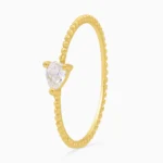 inel auriu din argint water drop piatra cubic zirconia vedere frontala