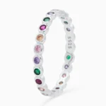 inel din argint colorful dots pietre cubic zirconia vedere frontala