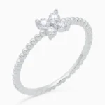 inel din argint four leaf pietre cubic zirconia vedere frontala